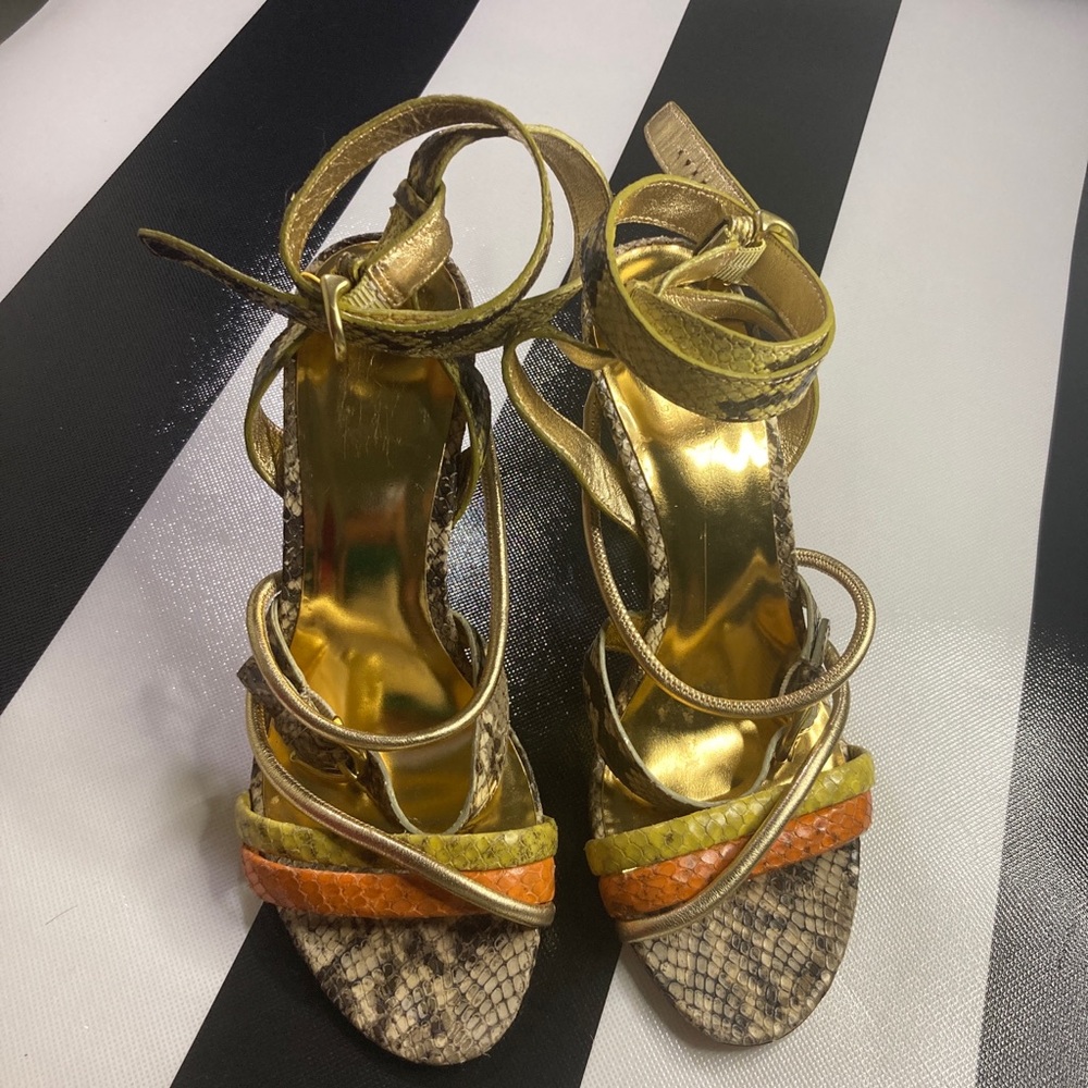 Coach Florence Heels Printed Python Snake Strap S… - image 4